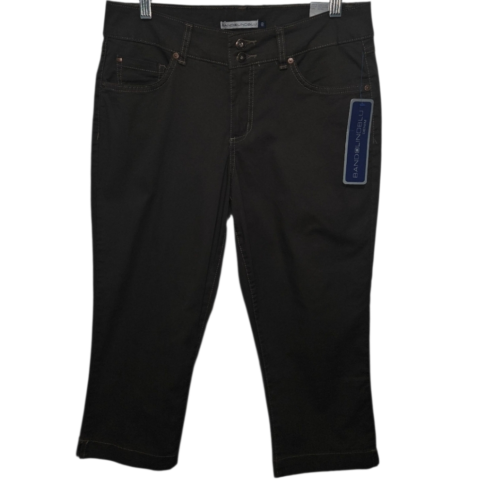 NWT BandolinoBlu Denim Arrowwood Double Button Boheme Strech Capri Pants